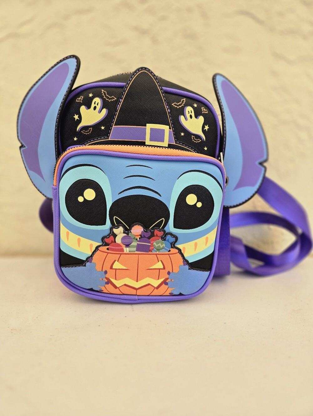 Kids Purple Halloween Stitch Crossbody Bag